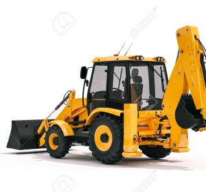 3d backhoe loader on white background